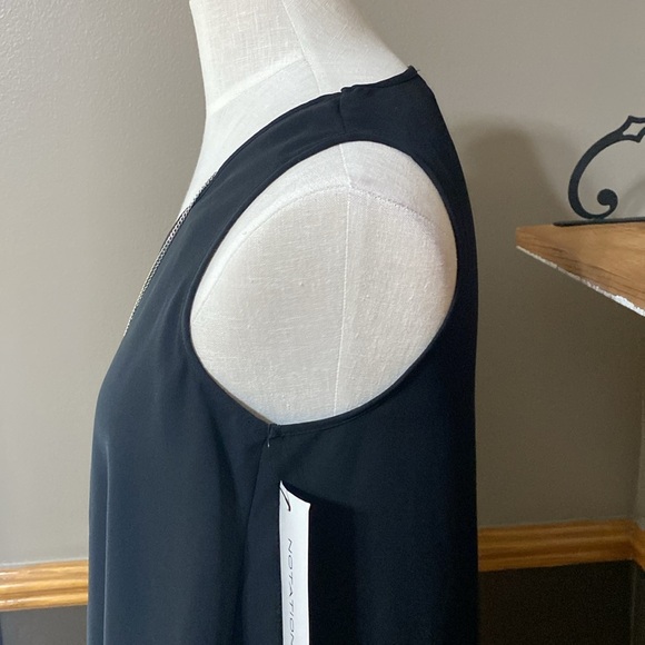Notations black tiered Flowy tank top with necklace size small - Picture 3 of 8